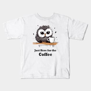 Brewed Obsession: Caffeine Addiction Owl Cute Kids T-Shirt